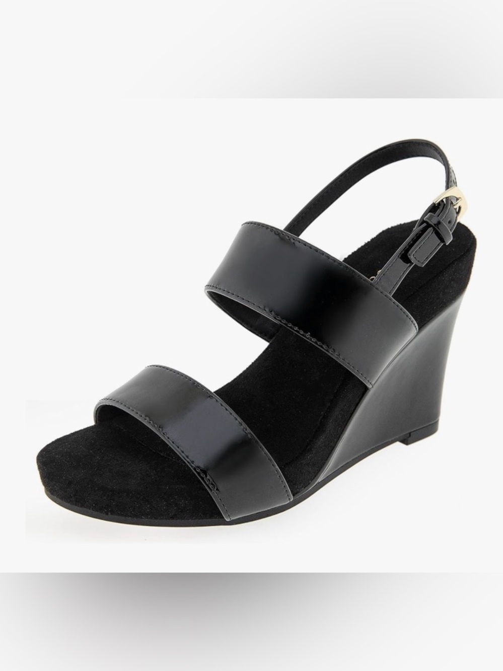 NWT Aerosoles Petra Black Wedge Sandals Size 6.5 Slingback Comfort Heel